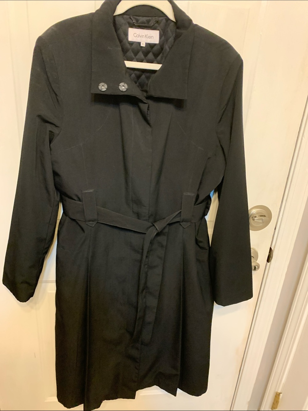 Calvin Klein Black Belted Trench Coat
